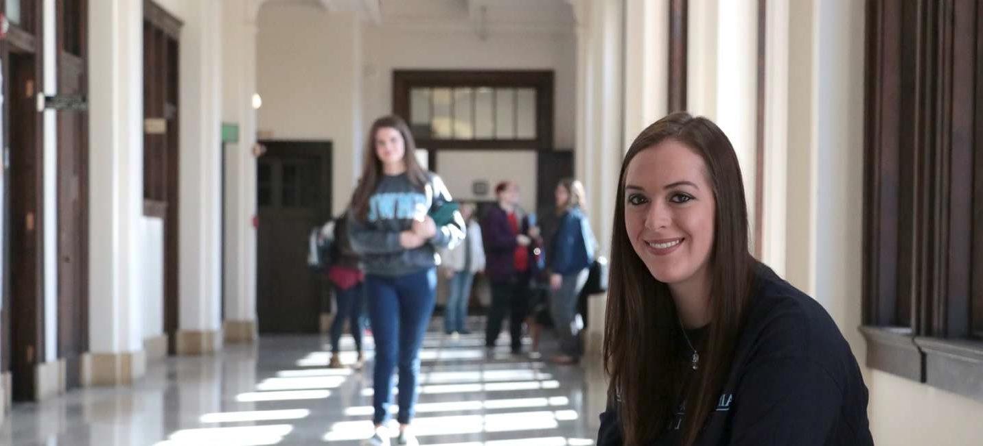 students going to class in Le Fer Hall